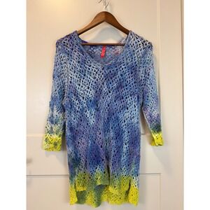 Flop House Creations Handmade Crochet Ombre Open Knit Boho Artsy Sweater Size M